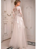 Long Sleeves Ivory Lace Tulle Fairy Wedding Dress